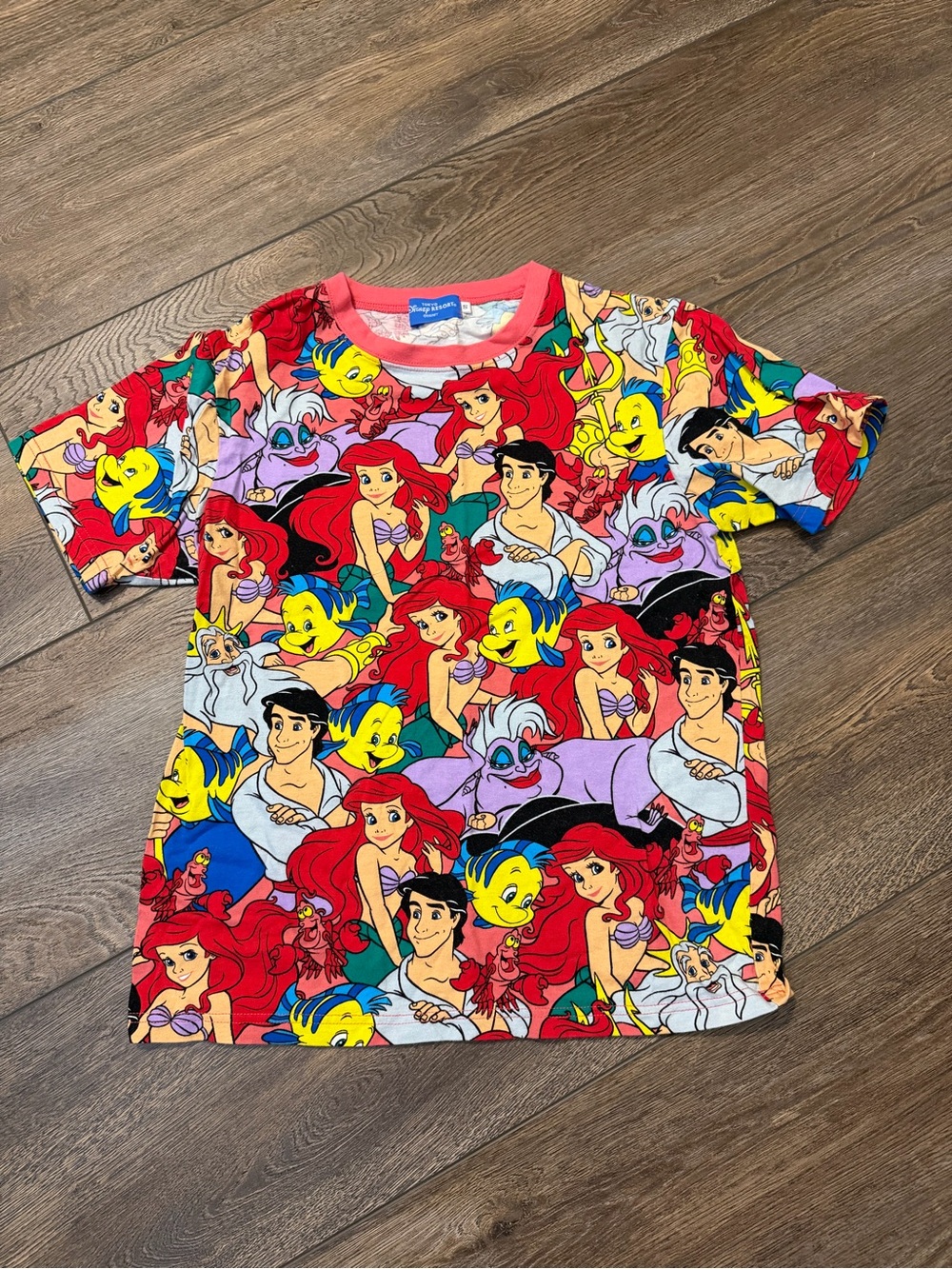 Disney Multicolor The Little Mermaid All-Over Character Tee with Red Trim